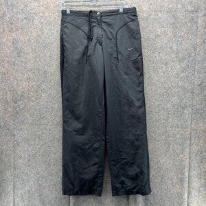 Nike Pants Women 10 Ladies Black Chino Athletic Polyester Vtg Y2k Straight